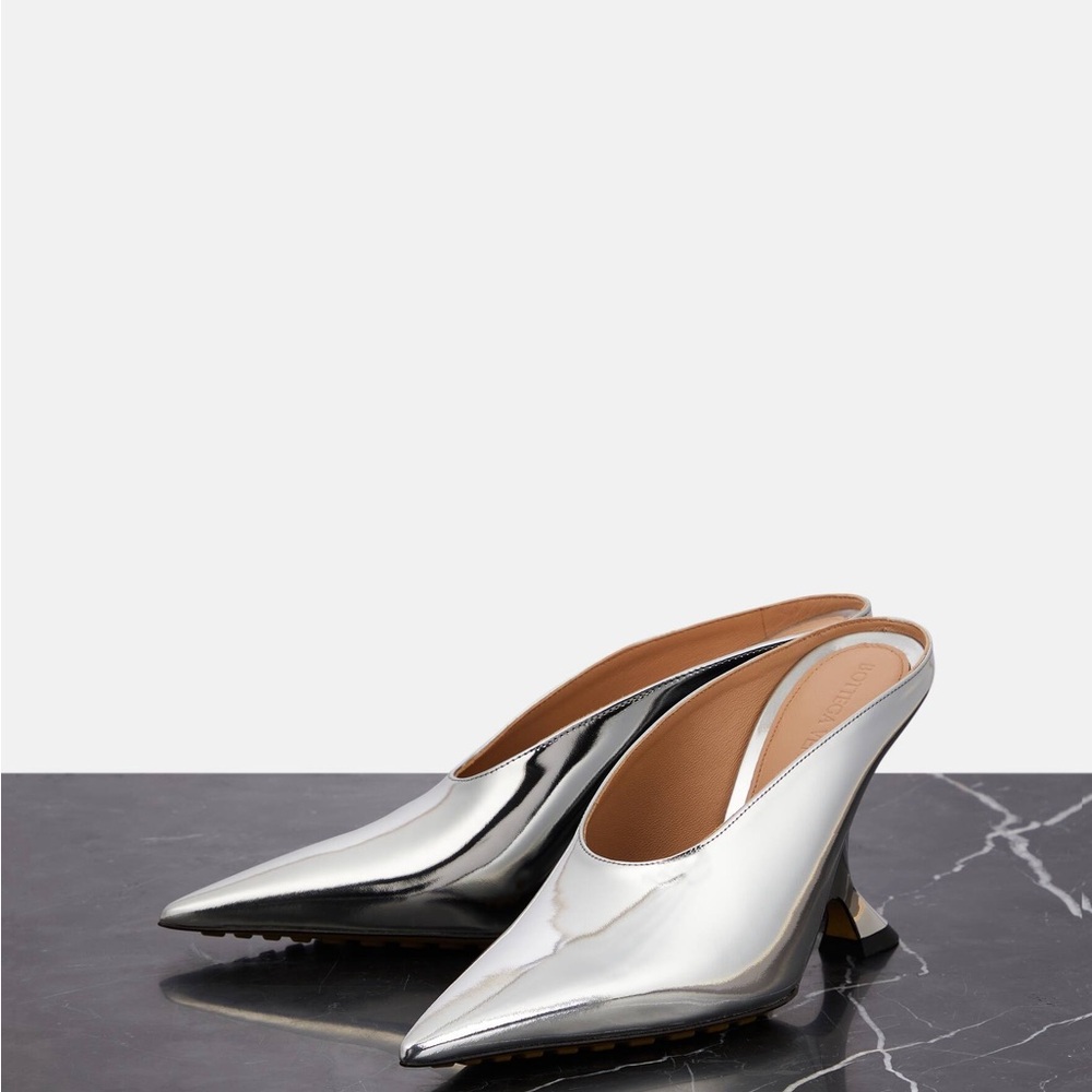 Bottega Veneta Rocket Mules Silver